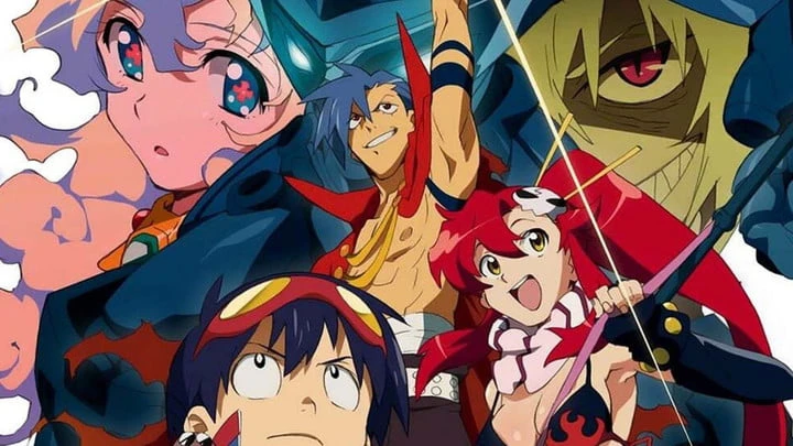 Collage of the main cast of Gurren Lagann