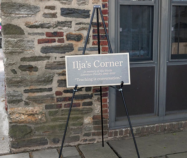 Photo of a plaque with the inscription Ilya's Corner
