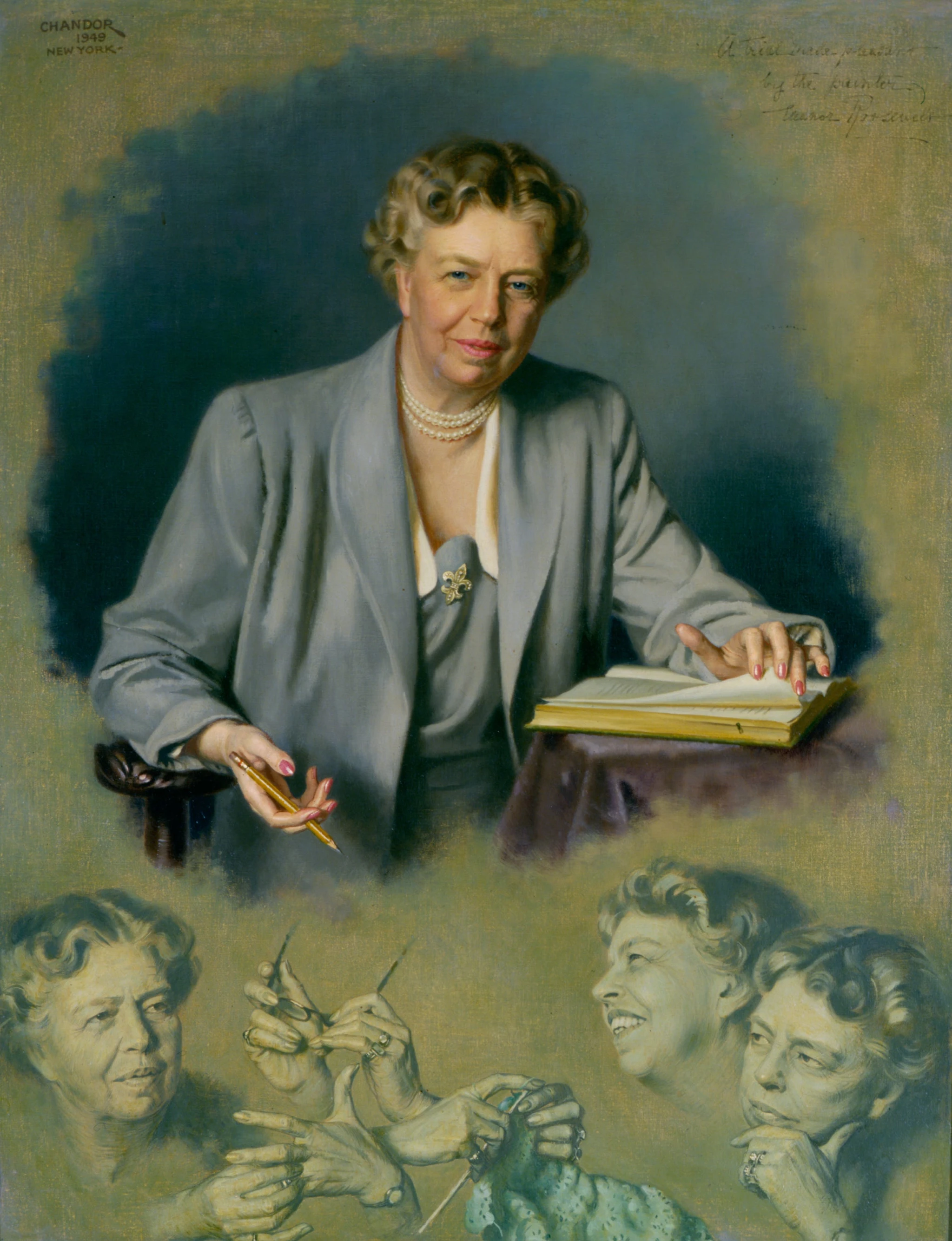 This oil-on-canvas portrait of First Lady Eleanor Roosevelt was painted by Douglas Chandor.